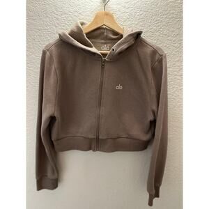 ALO Yoga Taupe Cropped Hoodie